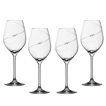 MATRIVO New Pen White Wine Glass with Swarovski Crystals - Set of 4 Pieces - AlpsDiscovery