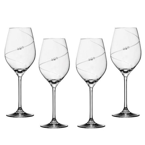 MATRIVO New Pen White Wine Glass with Swarovski Crystals - Set of 4 Pieces - AlpsDiscovery