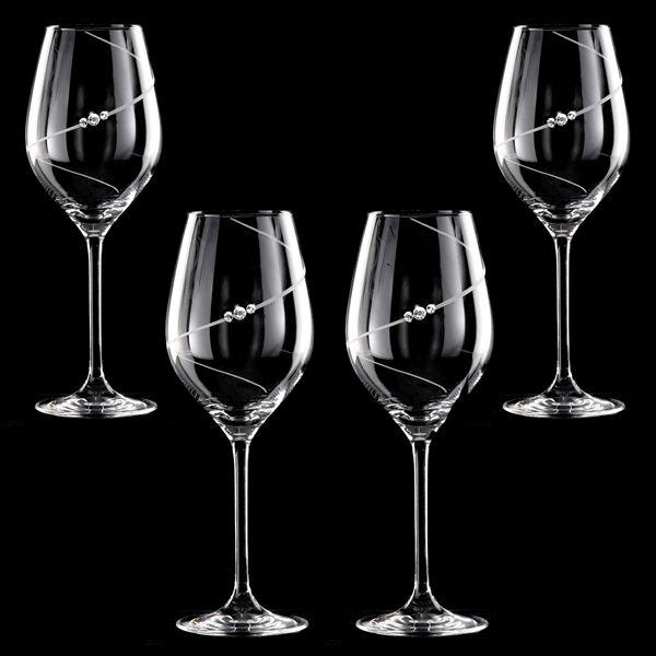 MATRIVO New Pen White Wine Glass with Swarovski Crystals - Set of 4 Pieces - AlpsDiscovery