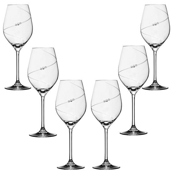 MATRIVO New Pen White Wine Glass with Swarovski Crystals - Set of 6 Pieces - AlpsDiscovery