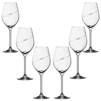 MATRIVO New Pen White Wine Glass with Swarovski Crystals - Set of 6 Pieces - AlpsDiscovery