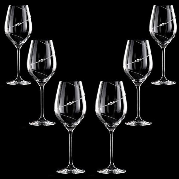 MATRIVO New Pen White Wine Glass with Swarovski Crystals - Set of 6 Pieces - AlpsDiscovery