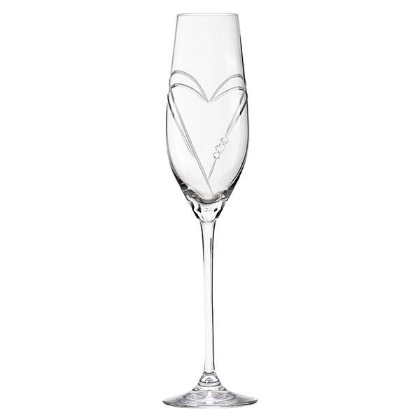 MATRIVO Two Hearts Champagne Glass with Swarovski Crystals - Set of 2 Pieces - AlpsDiscovery