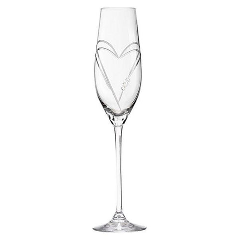 MATRIVO Two Hearts Champagne Glass with Swarovski Crystals - Set of 2 Pieces - AlpsDiscovery