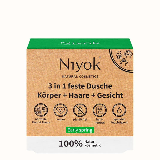 Niyok - 3 in 1 Doccia Solido, Corpo, Capelli, Viso - Cura Rinfrescante 🌿💧