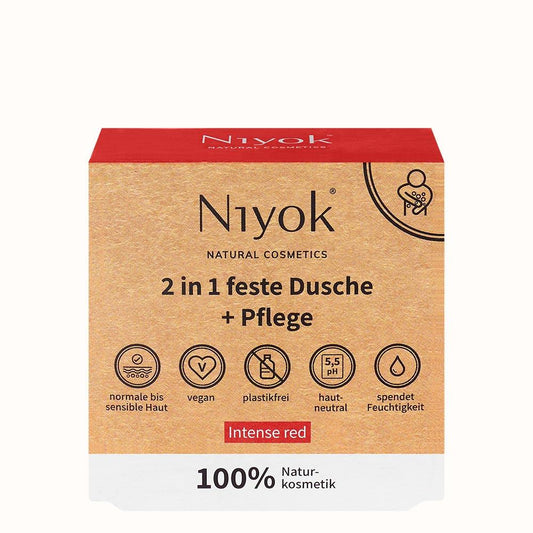 Niyok - 2 in 1 Doccia Solida e Cura Intensa Rosso - Lussuoso Vegano 🌿🚿