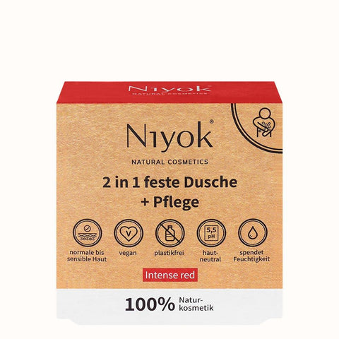 Ніок - 2 в 1 тверде душове мило та засіб для догляду Інтенсивний червоний - розкішний веганський 🌿🚿