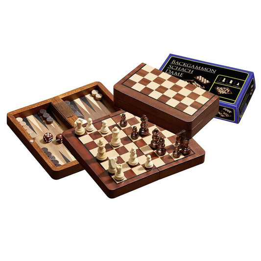 Philos - Schaak-Backgammon-Dammen-Set - Drie Klassieke Spellen in Één! ♟️🎲✨