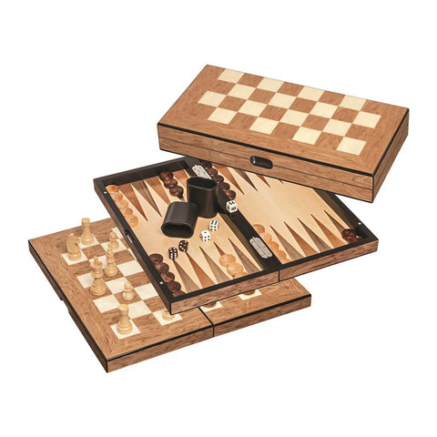 Philos - Schaken-Backgammon-Dama-Set - Klassiek plezier voor spelavond! ♟️🎲✨