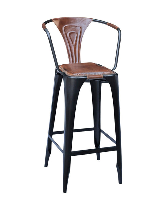 Sjælsø Nordic BAR CHAIR - IRON & LEATHER - AlpsDiscovery