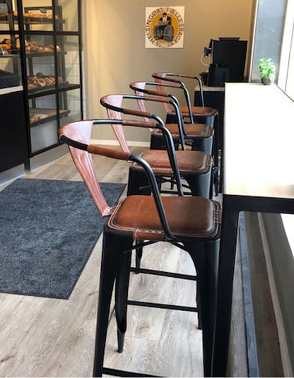 Sjælsø Nordic BAR CHAIR - IRON & LEATHER - AlpsDiscovery