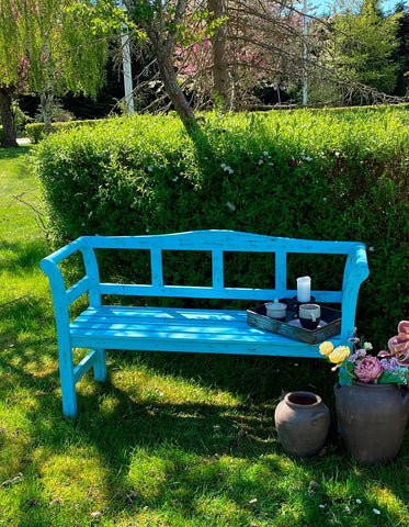 Sjælsø Nordic BEAUTIFUL BENCH MADE OF RECYCLED WOOD, BLUE - AlpsDiscovery