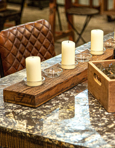 Sjælsø Nordic CANDLESTICK FOR 7 PILLAR CANDLES MADE OF SLEEPER WOOD - AlpsDiscovery