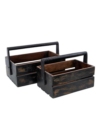 Sjælsø Nordic WOODEN BOXES MADE OF RECYCLED WOOD, BLACK, SET OF TWO - Set of 2 - AlpsDiscovery