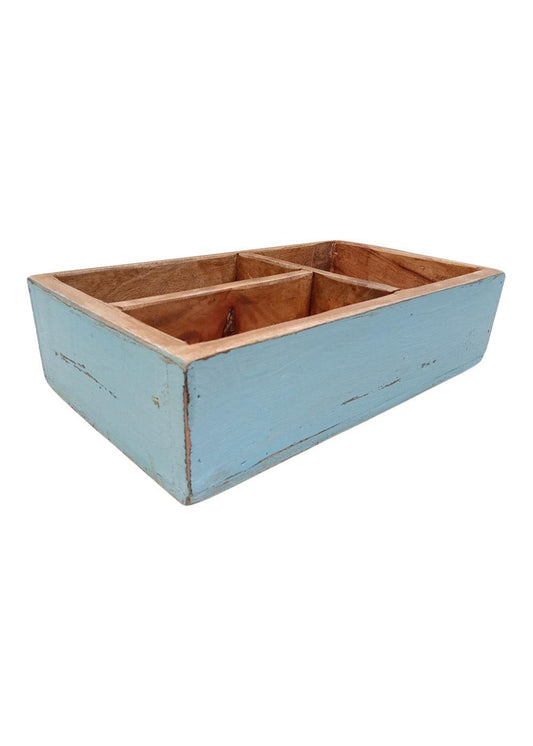 Sjælsø Nordic WOODEN TRAY WITH ROOMS MADE OF RECYCLED WOOD, BLUE - Set of 4 - AlpsDiscovery