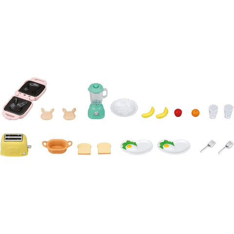 Epoch - Sylvanian Families Ensemble de jeu petit-déjeuner - Essentiels matinaux amusants 🐰🍞✨
