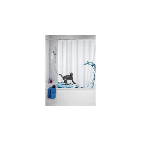 Wenko - Shower Curtain Cat Polyester Anti-Mold - Stylish & Fun 🐾🚿✨