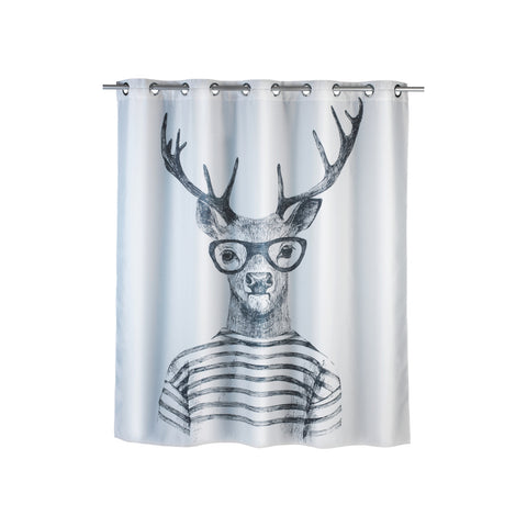 Wenko - Shower Curtain Mr. Deer - Stylish & Anti-Mold Solution! 🦌🚿✨