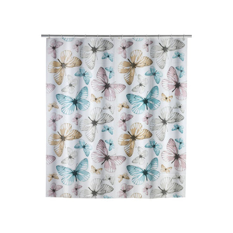 Wenko - Shower Curtain PEVA Butterfly 180 x 200 cm - Transform Your Bathroom with Style! 🦋💦