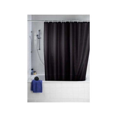 Wenko - Shower Curtain Black Polyester Anti-Mold - Sleek & Stylish Bathroom Upgrade! 🛁✨