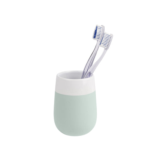 Wenko - Ceramic Toothbrush Cup Malta Mint/White - Stylish & Chic Bathroom Accessory 🦷✨