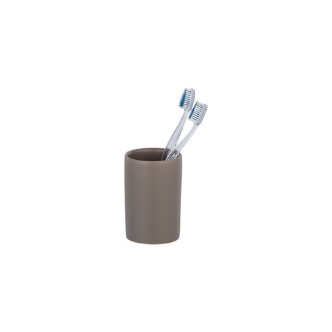 Wenko - Ceramic Toothbrush Cup Polaris Matte Taupe - Stylish & Modern Bathroom Essential 🛁✨