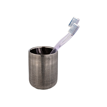 Wenko - Ceramic Toothbrush Holder Rivara Silver - Elegant & Modern for Your Space 🛁🌟