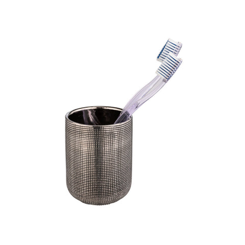 Wenko - Ceramic Toothbrush Holder Rivara Silver - Elegant & Modern for Your Space 🛁🌟