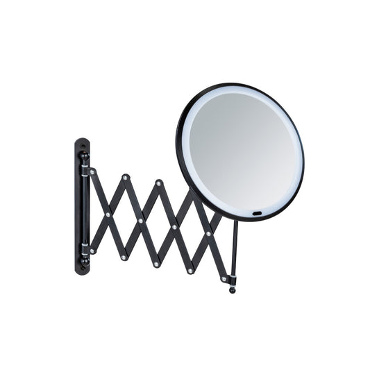 Wenko - LED Telescopic Wall Mirror Barona Black Matte - Stylish & Versatile Reflection ✨🪞