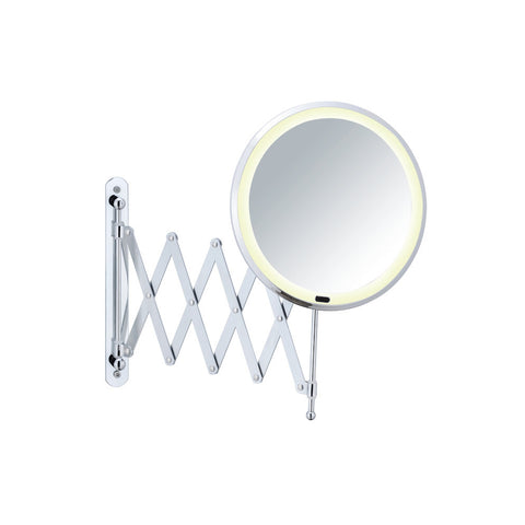 Wenko - LED Telescopic Wall Mirror Barona, Chrome - Illuminate Your Beauty Routine! ✨💄