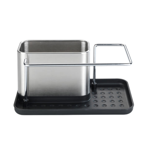 Wenko - Dish Organizer Stainless Steel Silver/Black - Efficient & Elegant Kitchen Upgrade! 🍽️🖤