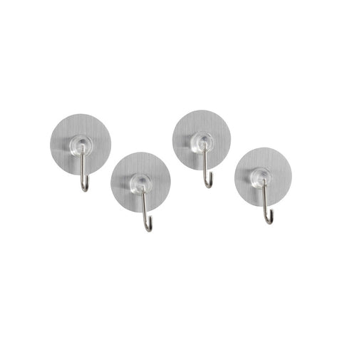 Wenko - Static-Loc Nickel Hooks Stainless Steel Look, Set of 4 - Sleek & Stylish Organization! 🪝✨