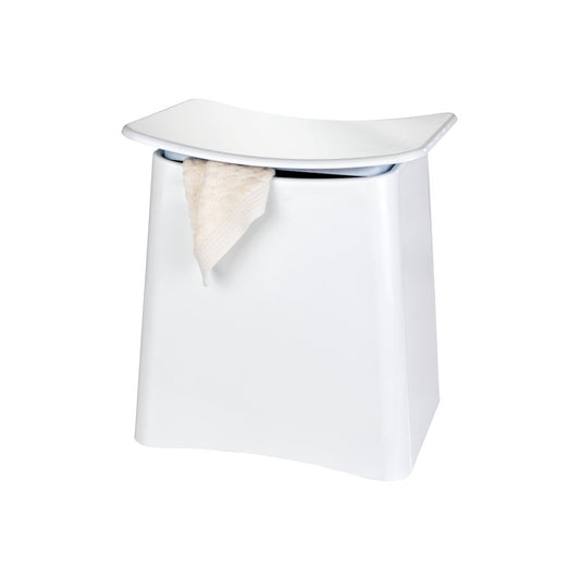 Wenko - Laundry Collector and Bath Stool Wing, White - Stylish & Functional Storage Solution! 🧺🛁