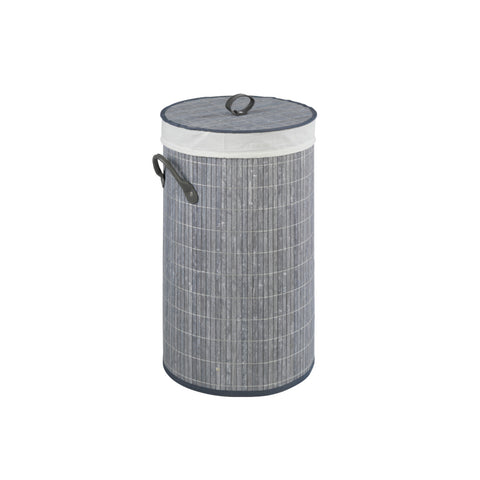 Wenko - Bamboo Laundry Basket, Round, Gray - Stylish Storage Solution for Your Home 🧺✨