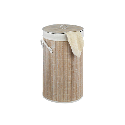 Wenko - Bamboo Laundry Basket Round White - Stylish Storage Solution 🧺✨