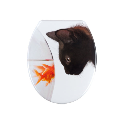 Wenko - WC Seat Fish and Cat Duroplast - Stylish & Fun Bathroom Upgrade 🐟🐱✨