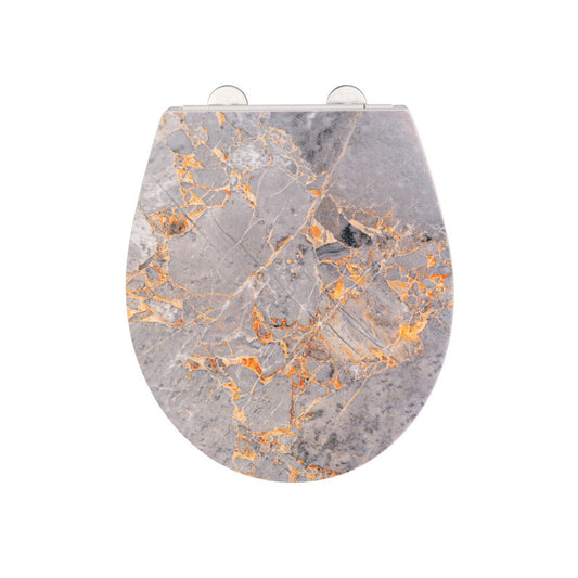 Wenko - WC Seat Grey Marble Easy Close Duroplast - Stylish Comfort for Your Bathroom 🛁✨