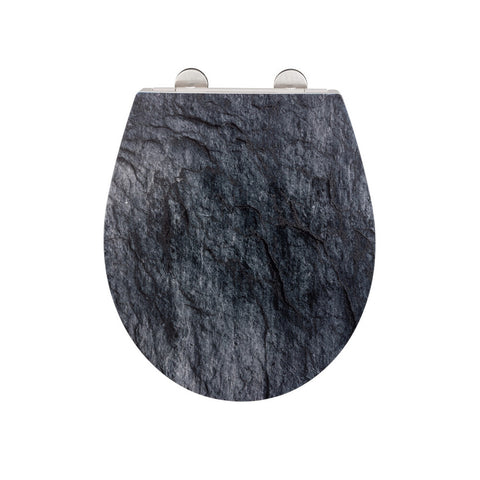 Wenko - WC Seat Slate Rock Relief Surface Duraplast - Stylish Comfort for Your Bathroom 🛁✨