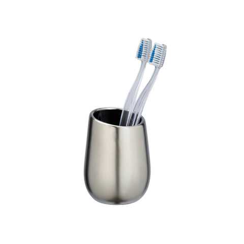 Wenko - Toothbrush Cup Badi Chrome Matte - Stylish & Sleek Bathroom Essential 🛁✨