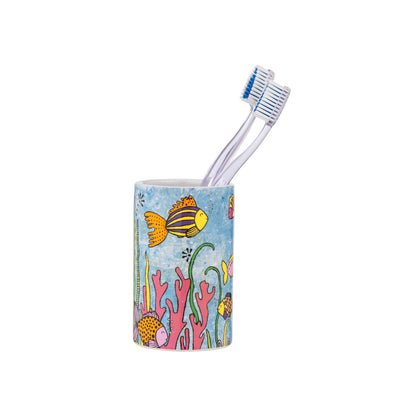 Wenko - Toothbrush Cup Ocean Life Rollin Art - Brighten Your Bathroom with Style! 🌊🐠🪥