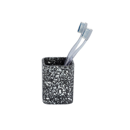 Wenko - Terrazzo Black Toothbrush Cup - Stylish & Chic Bathroom Essential 🖤✨