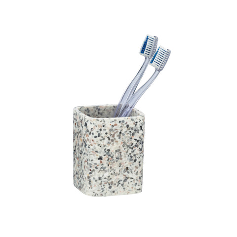 Wenko - Toothbrush Holder Terrazzo White - Stylish Bathroom Essential 🛁✨